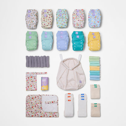 The Everything Reusable Nappy Bundle in Garden Party and Pastels