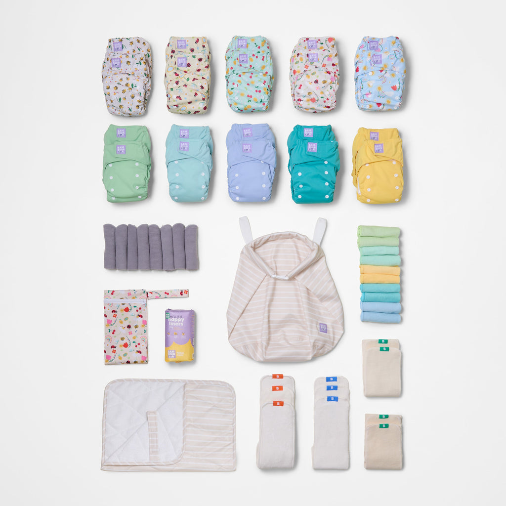 The Reusable Nappy Starter Bundle in Garden Party and Pastels
