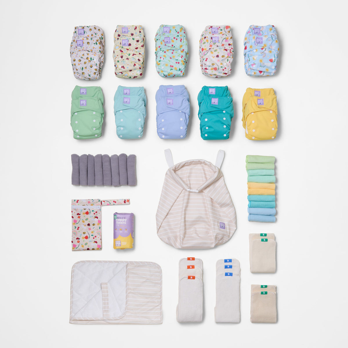 The Reusable Nappy Starter Bundle in Garden Party and Pastels