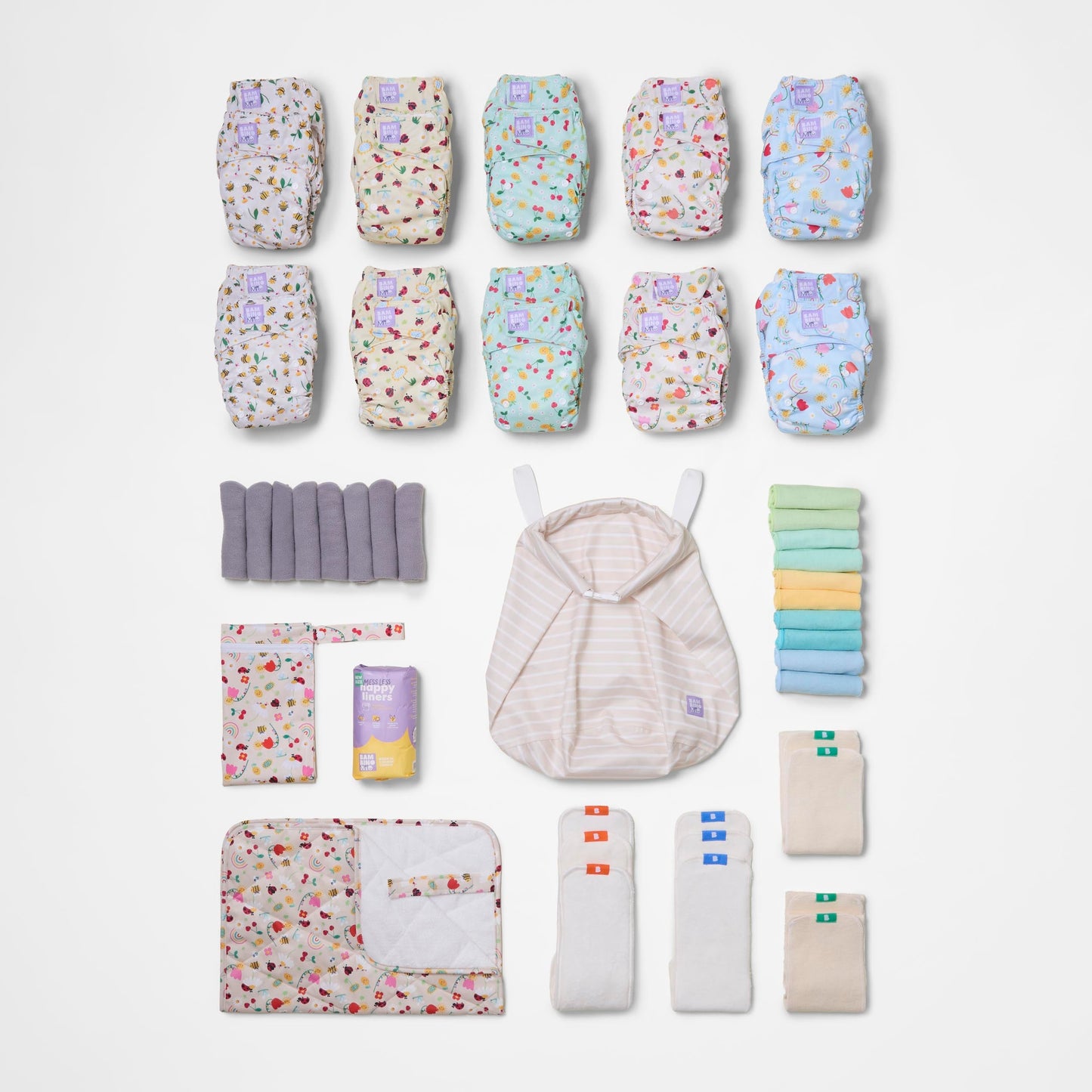 The Everything Reusable Nappy Bundle in Garden Party