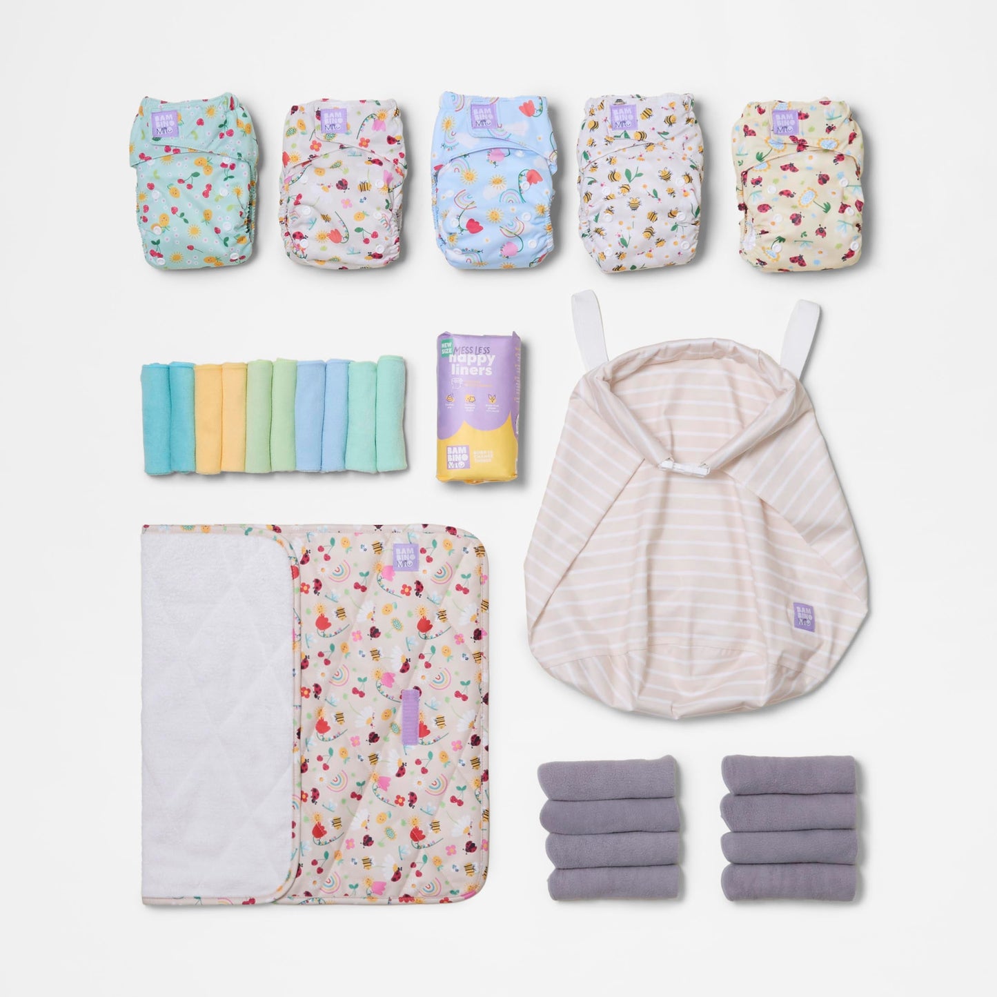 The Newborn Reusable Nappy Starter Bundle in Garden Party