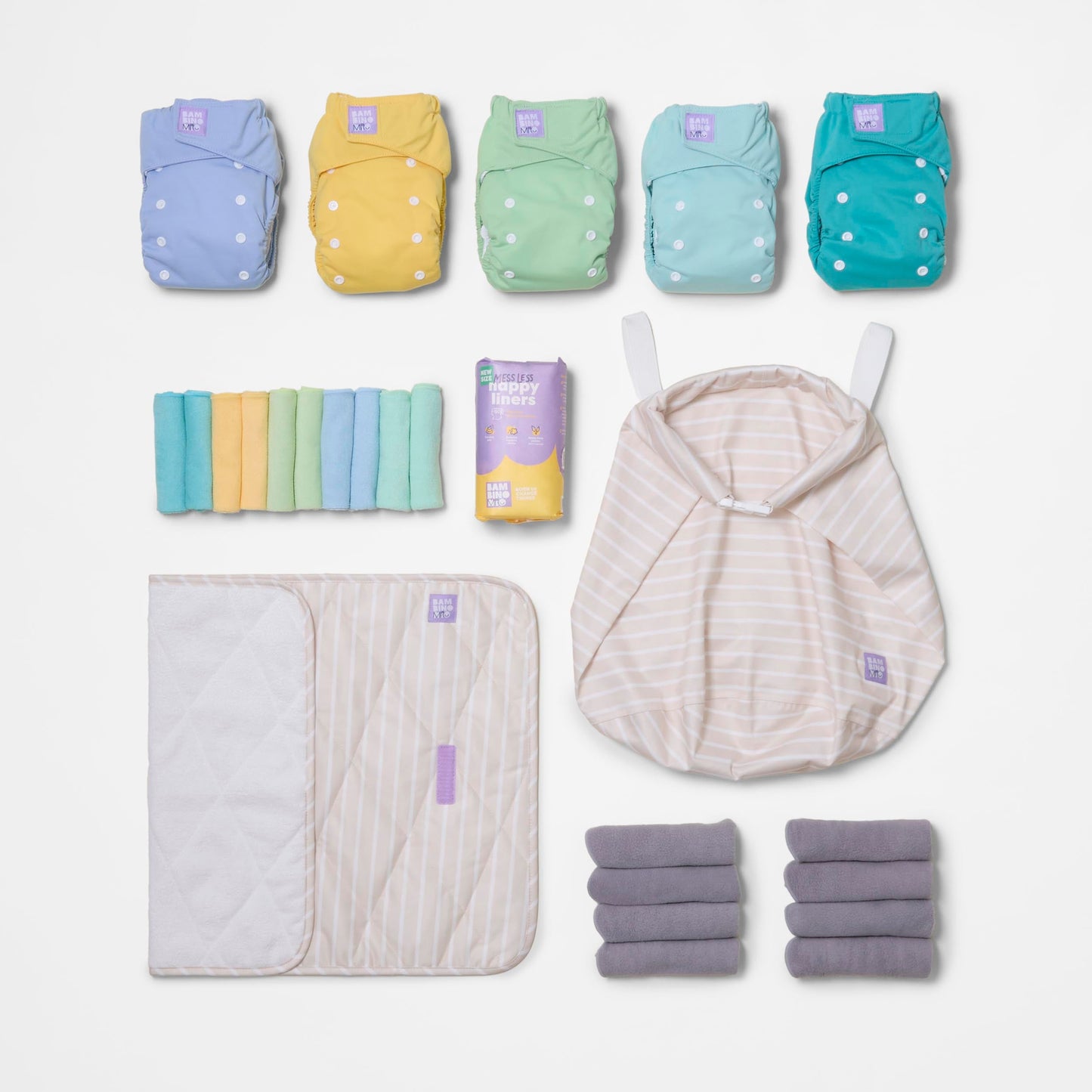 The Newborn Reusable Nappy Starter Bundle in Paintbox Pastels