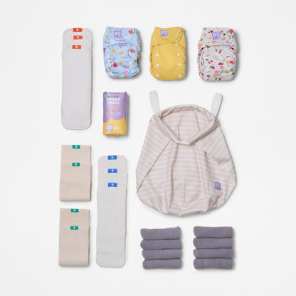 The Nighttime Reusable Nappy Bundle in Garden Party