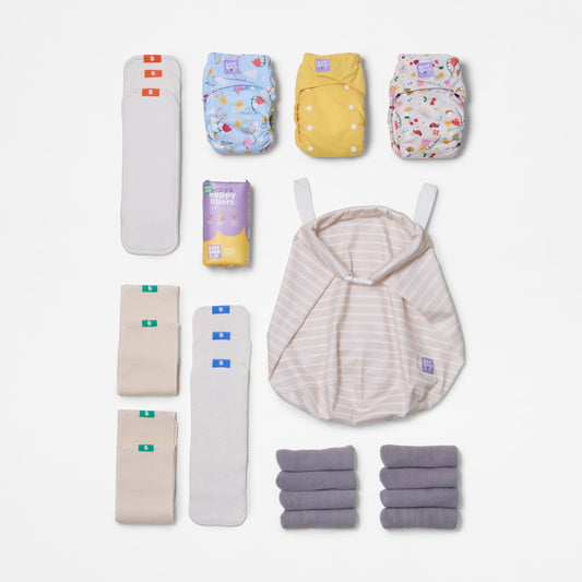 The Nighttime Reusable Nappy Bundle in Garden Party