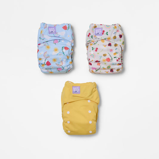 Revolutionary Try-Me-Trio Reusable Nappy Bundle in Garden Party