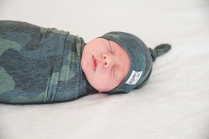 Copper Pearl Top Knot Hat Hunter 0-4m