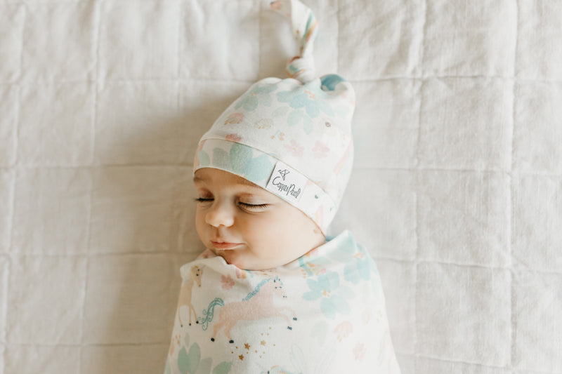 Copper Pearl Top Knot Hat Whimsy 0-4m
