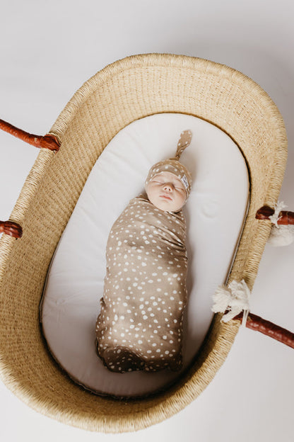 Copper Pearl Top Knot Hat Fawn 0-4m