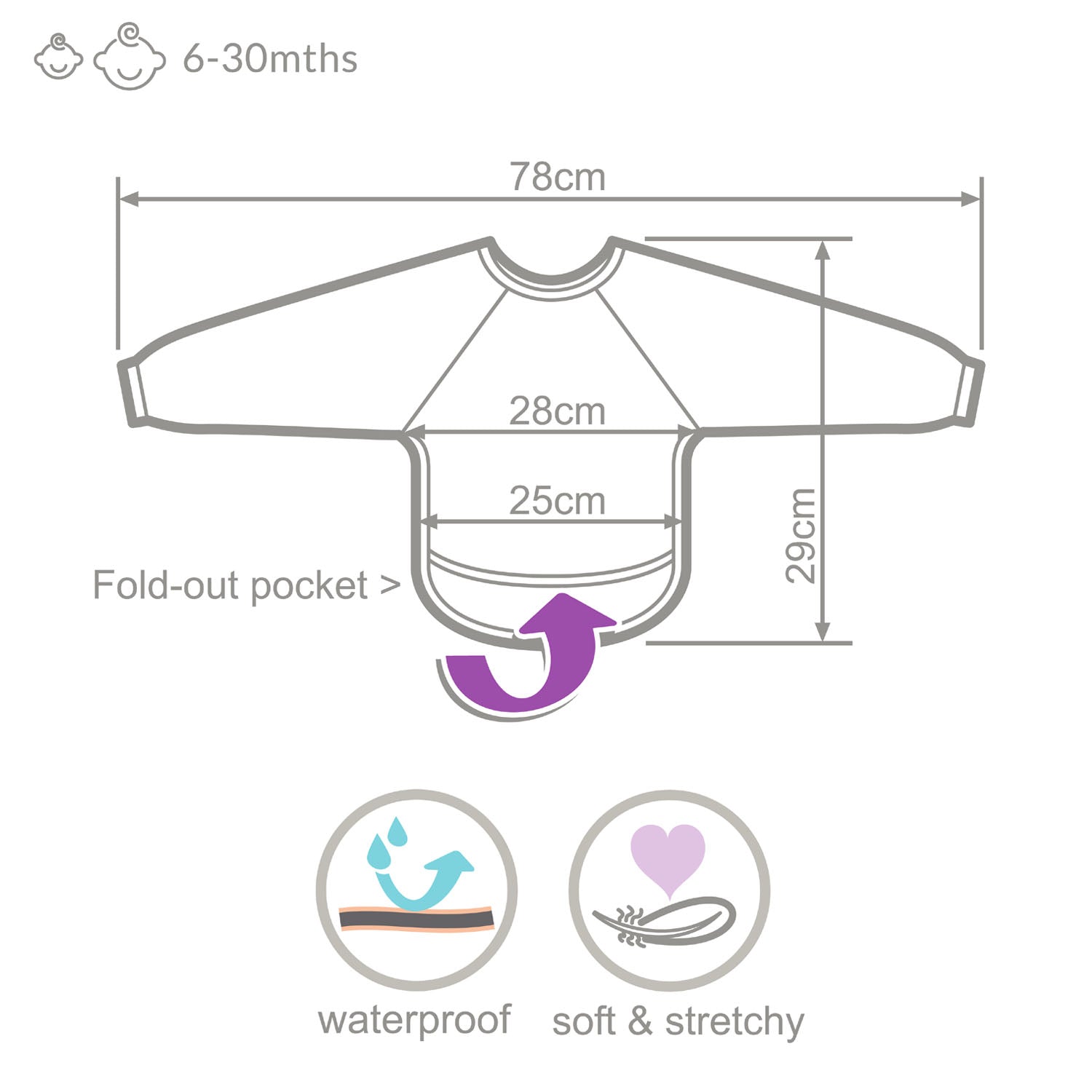 Weaning Bib with Sleeves - Elephants UltraBib