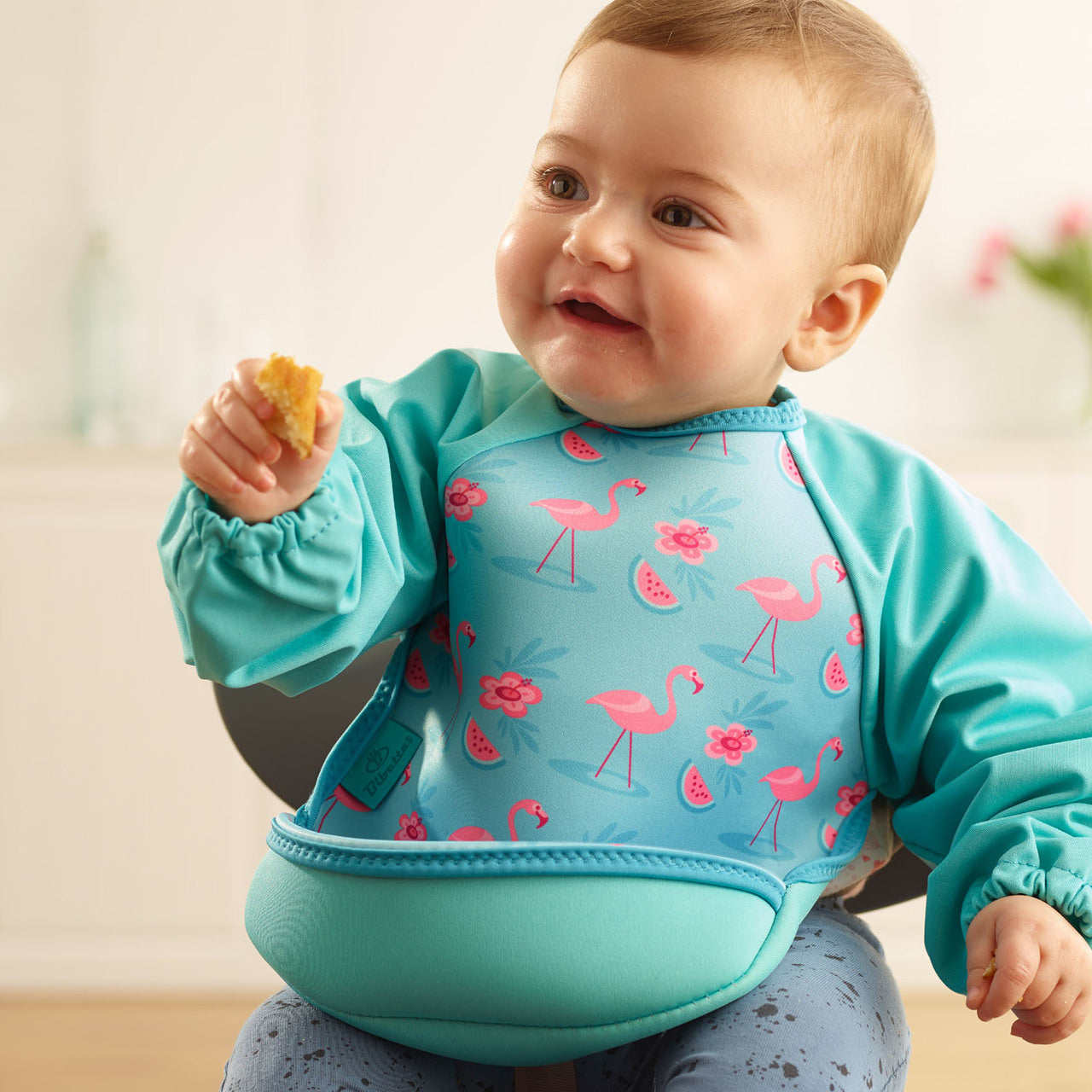 Weaning Bib with Sleeves - Flamingos UltraBib