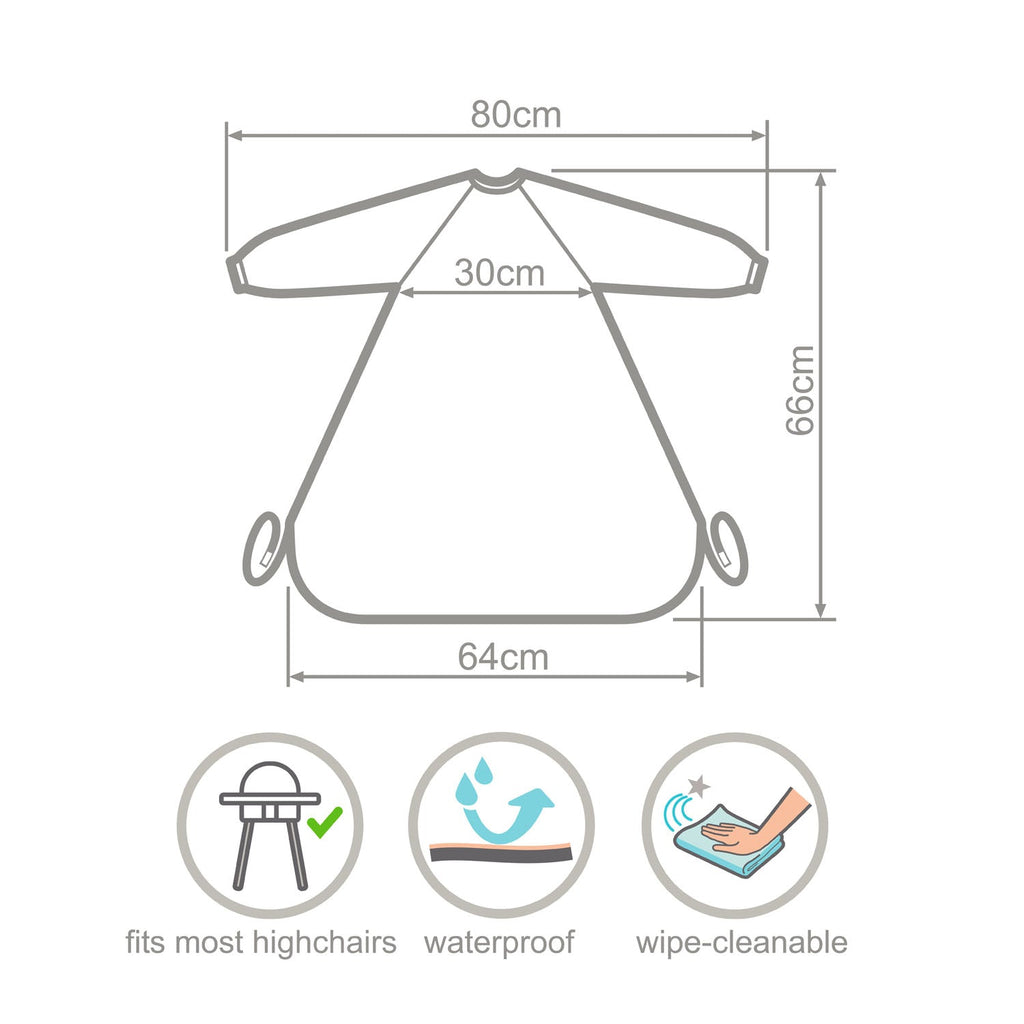 Wipeezee Coverall Bib - Grey Happy Fruit