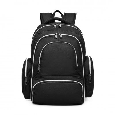 Black Baby Changing Backpack with Bottle Bag, Changing Mat and Buggy Straps - Little Lug