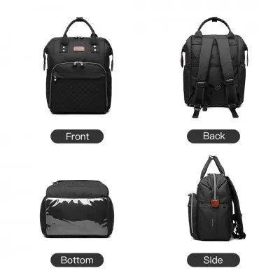 Black Backpack Baby Changing Bag with USB Charging Port - Little Lug