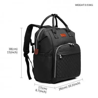 Black Backpack Baby Changing Bag with USB Charging Port - Little Lug