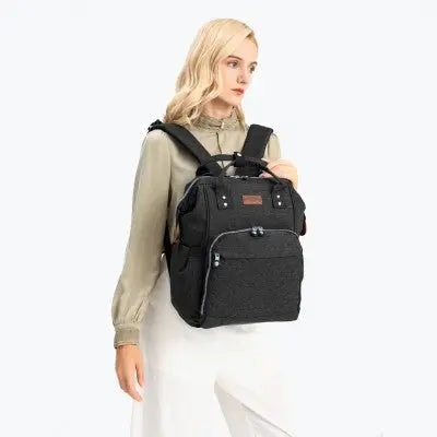 Black Backpack Baby Changing Bag with USB Charging Port - Little Lug