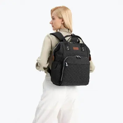 Black Backpack Baby Changing Bag with USB Charging Port - Little Lug