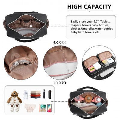 Black Functional Baby Changing Shoulder Bag - Little Lug
