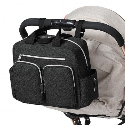 Black Functional Baby Changing Shoulder Bag - Little Lug