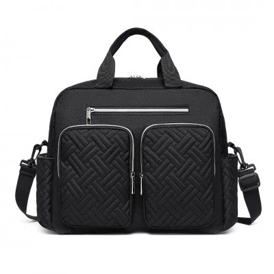 Black Functional Baby Changing Shoulder Bag With Changing Mat - Little Lug