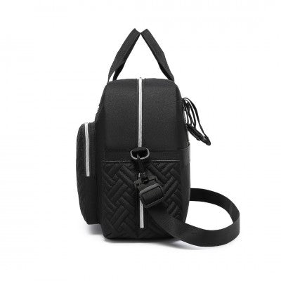 Black Functional Baby Changing Shoulder Bag With Changing Mat - Little Lug