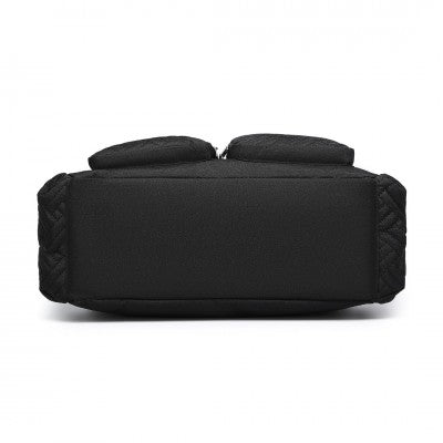 Black Functional Baby Changing Shoulder Bag With Changing Mat - Little Lug