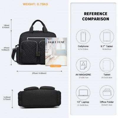 Black Functional Baby Changing Shoulder Bag With Changing Mat - Little Lug