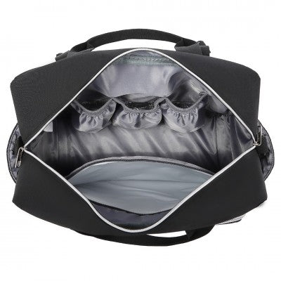 Black Functional Baby Changing Shoulder Bag With Changing Mat - Little Lug