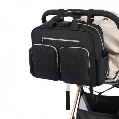 Black Functional Baby Changing Shoulder Bag With Changing Mat - Little Lug