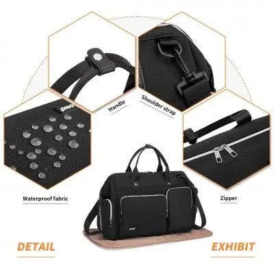 Black Multi-Compartment Baby Changing Bag with Changing Mat - Little Lug