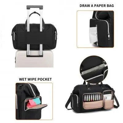 Black Multi-Compartment Baby Changing Bag with Changing Mat - Little Lug