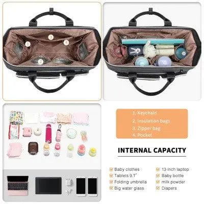 Black Multi-Compartment Baby Changing Bag with Changing Mat - Little Lug
