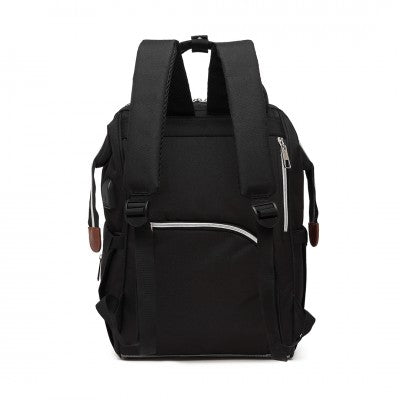 Black Polka Dot Baby Changing Backpack Bag With USB Charging Interface (Available in Black/Grey/Navy) - Little Lug