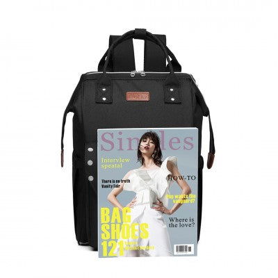 Black Polka Dot Baby Changing Backpack Bag With USB Charging Interface (Available in Black/Grey/Navy) - Little Lug