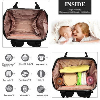 Black Polka Dot Baby Changing Backpack Bag With USB Charging Interface (Available in Black/Grey/Navy) - Little Lug