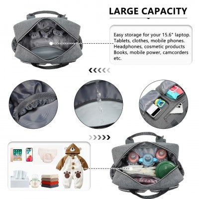 Grey Functional Baby Changing Shoulder Bag With Changing Mat