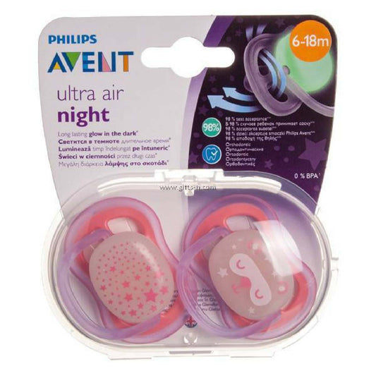 Avent Ultra Air Night Soother (6-18M) - Girl