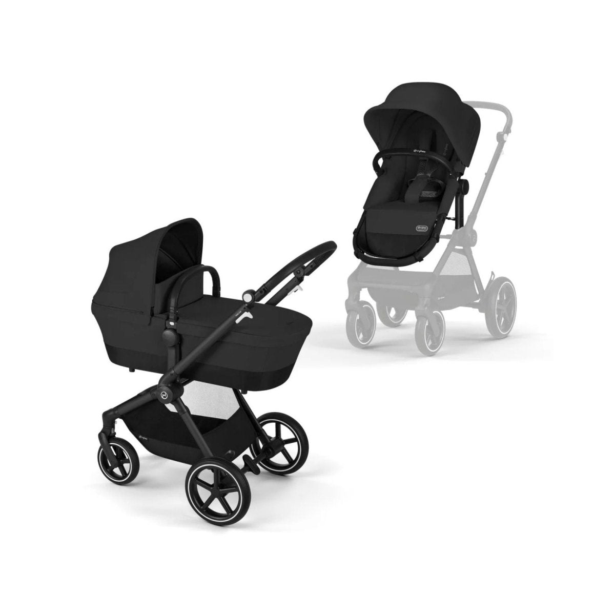 Cybex EOS Lux Silver 2-in-1 Pushchair - Moon Black
