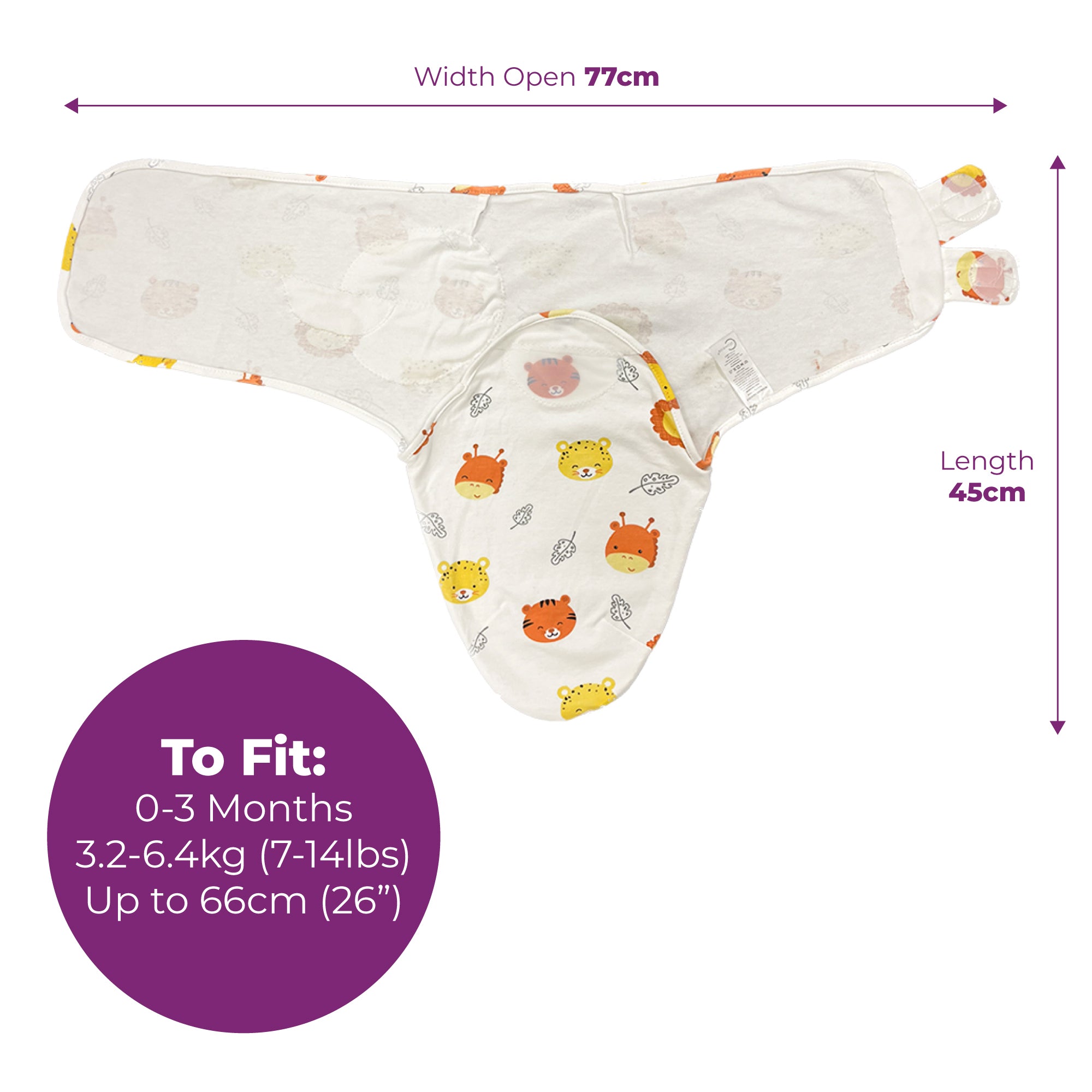 Callowesse Newborn Baby Swaddle 0-3 Months 0.5 TOG - Bunny Dreams