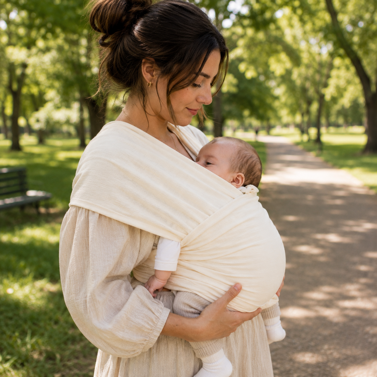 Organic Baby Wrap Carrier - Cream