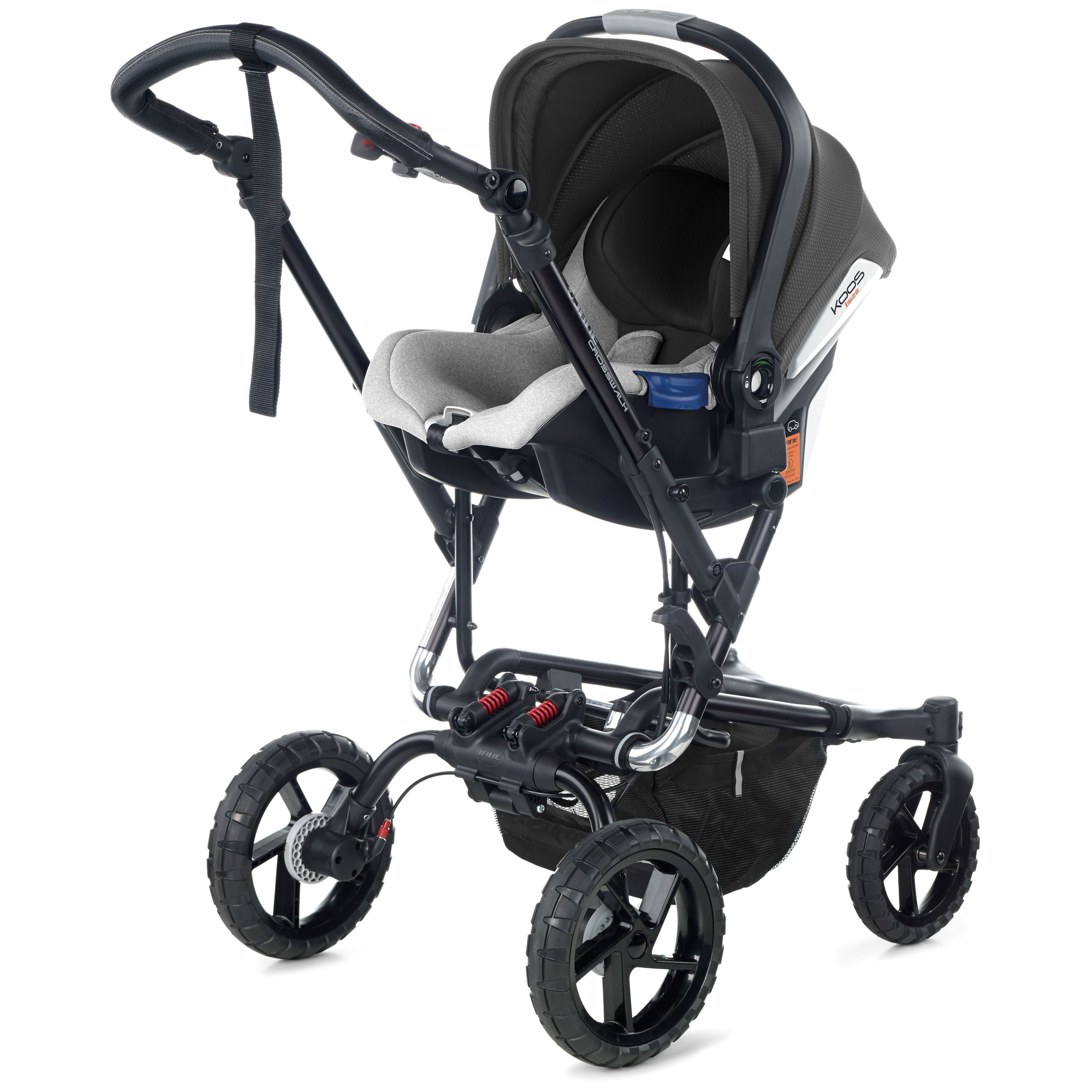 Jané Crosswalk-R All-Terrain Travel System with Carrycot & Koos iSize R1, Tech Mouse / Black Grey