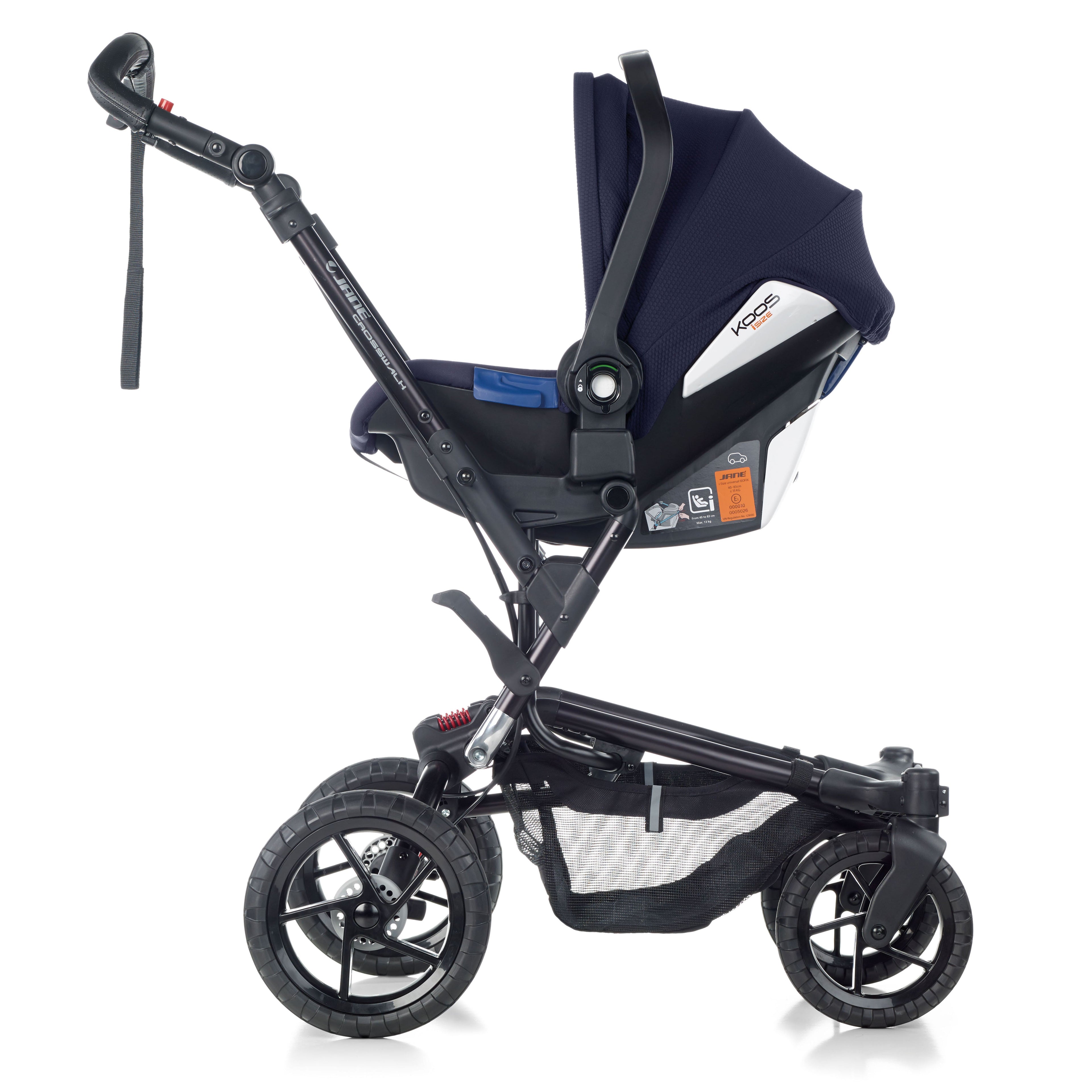 Jané Crosswalk-R All-Terrain Travel System with Carrycot & Koos iSize R1, Tech Mouse / Black Grey