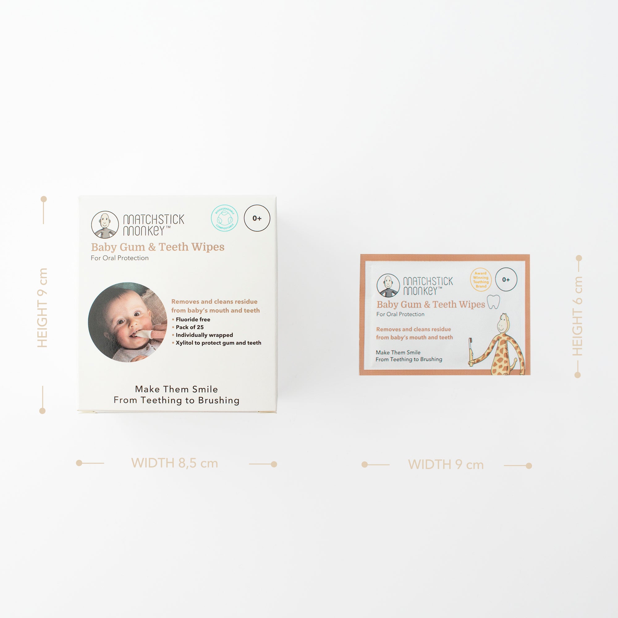 Matchstick Monkey Baby Gum & Tooth Wipes (Pack of 25)