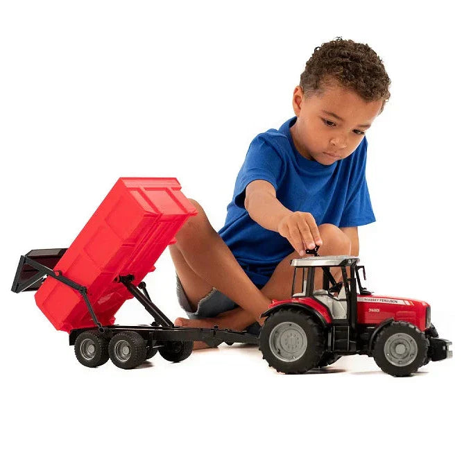 Bruder Massey Ferguson 7480 with Tipping Trailer, Toy Tractor Scale 1:16