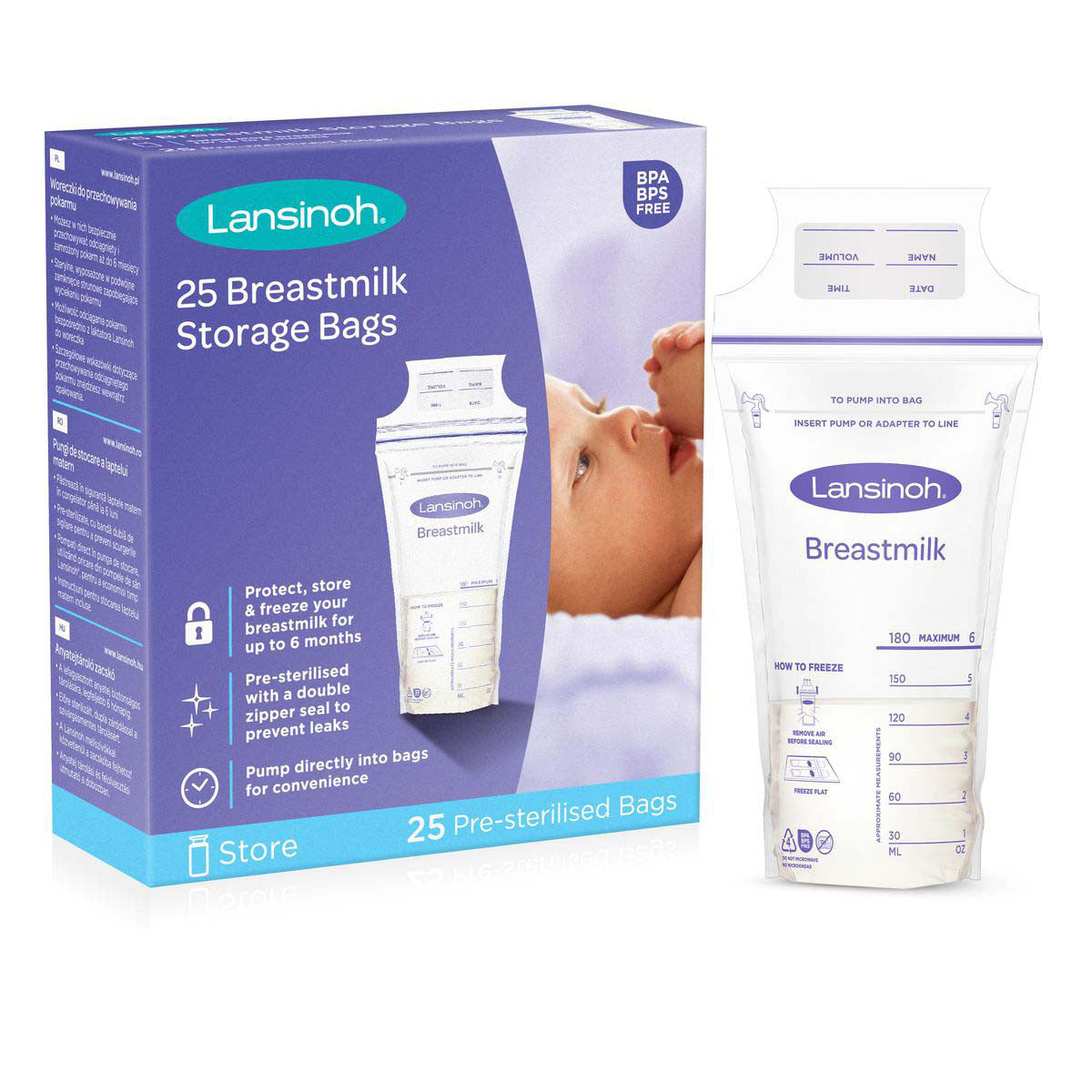 Lansinoh Milk Storage Bags 180mls (Pack of 25)