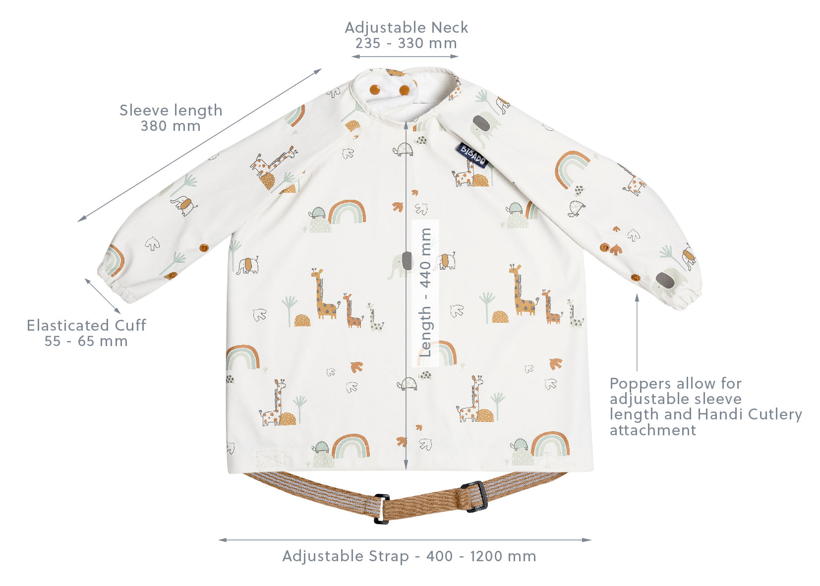 Bibado Coverall Weaning Bib (Available in Botanical Bunnies/Chasing Rainbows/George Pig/Peppa Pig/Serengeti Spaghetti)