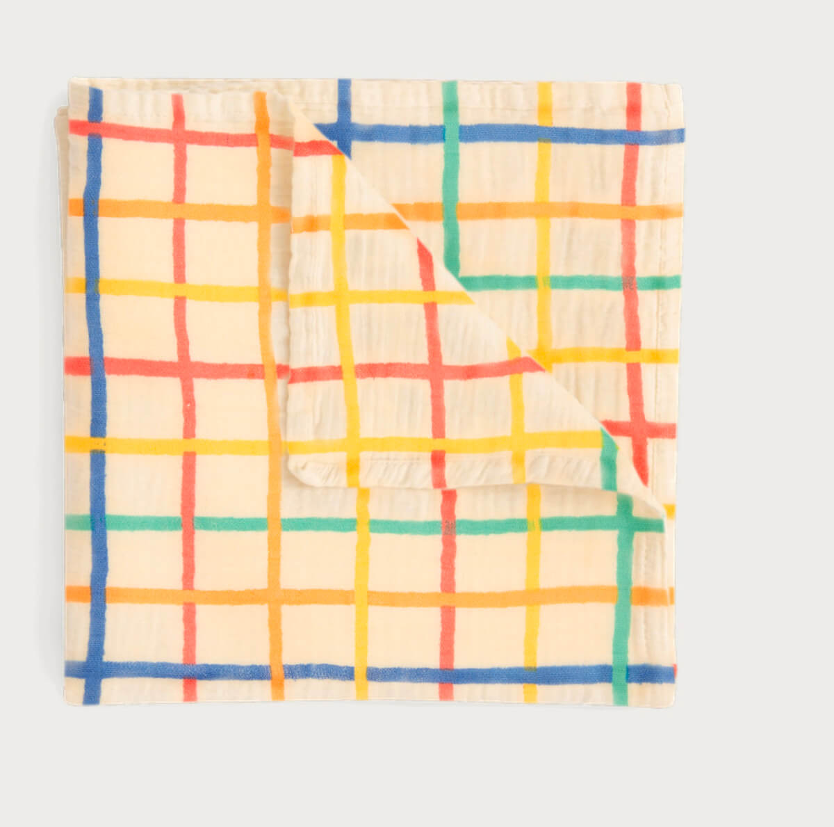 Ditto - Rainbow Check Large Muslin Swaddle Blanket