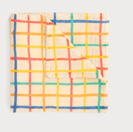 Ditto - Rainbow Check Large Muslin Swaddle Blanket