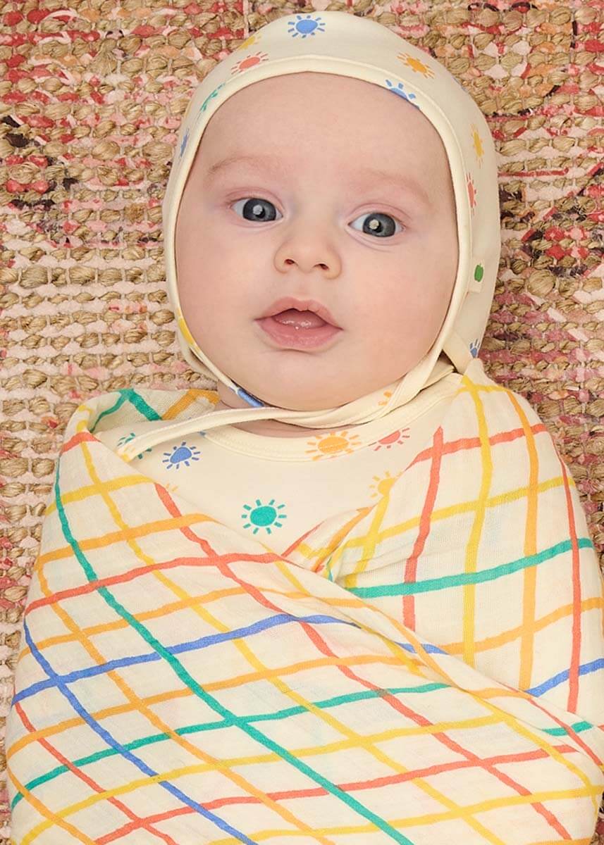 Ditto - Rainbow Check Large Muslin Swaddle Blanket