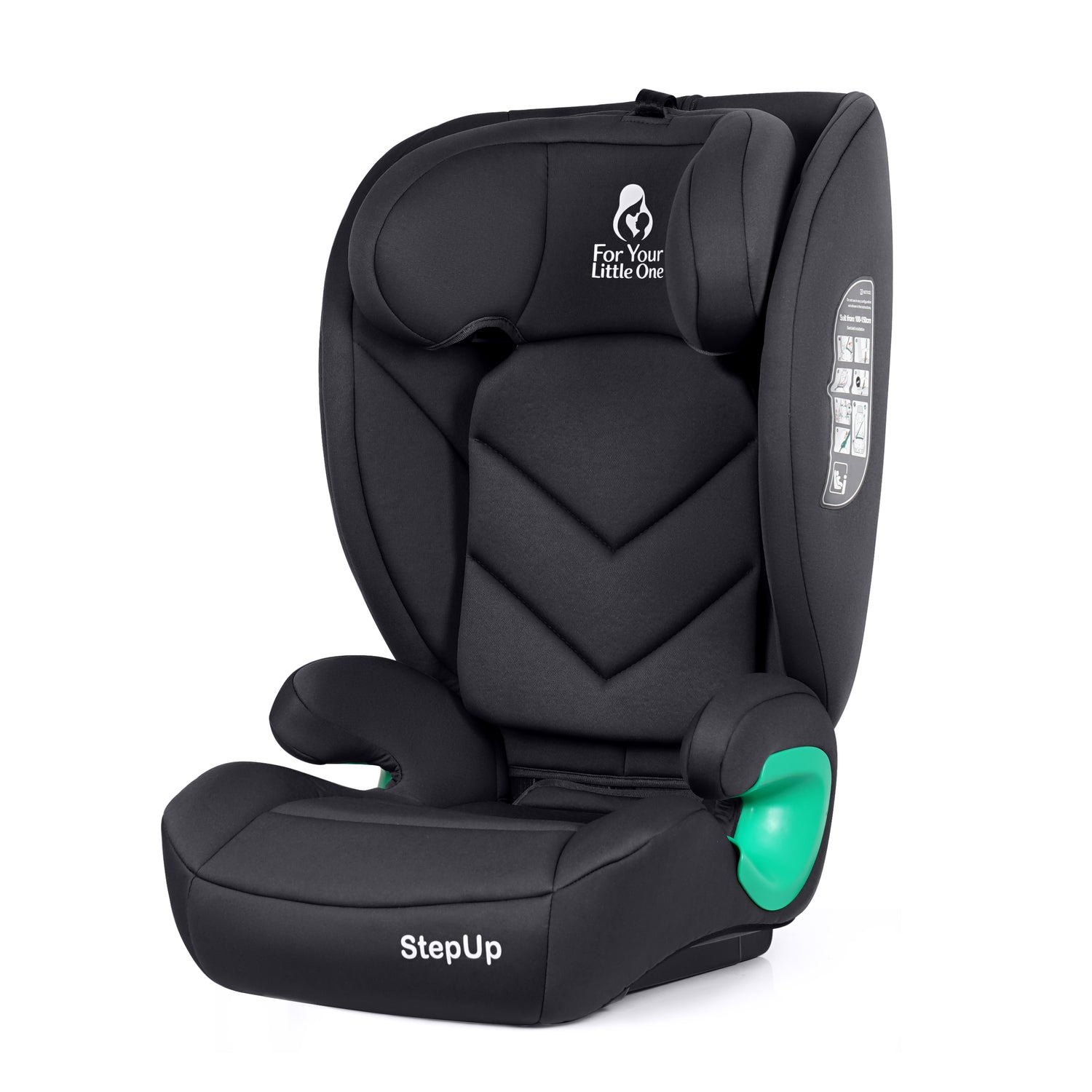 For Your Little One Stepup I-Size Belted 2/3 Car Seat Booster Seat - Midnight Black (4-12 Years)