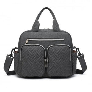 Dark Grey Functional Baby Changing Shoulder Bag - Little Lug